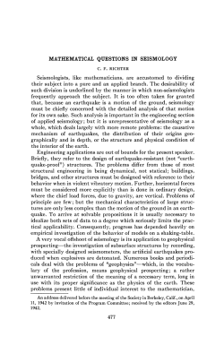 MATHEMATICAL QUESTIONS IN SEISMOLOGY