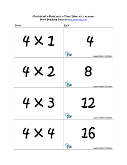 Multiplication Flashcards: 4 Times Tables with Answers