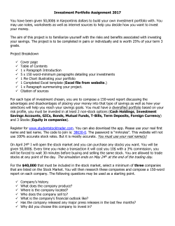 Investment Portfolio Assignment 2017 You have been given 50,000