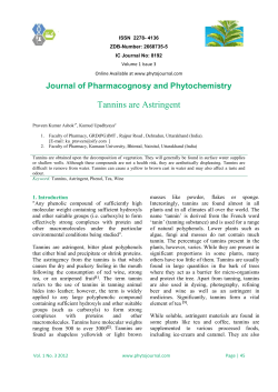 Tannins are Astringent - Journal of Pharmacognosy and