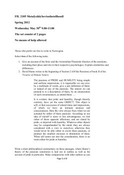 FIL 2105 Metafysikk/bevissthetsfilosofi Spring 2012