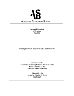 Principle-Based Reserves for Life Products