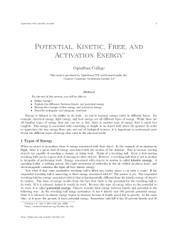 Potential, Kinetic, Free, and Activation Energy