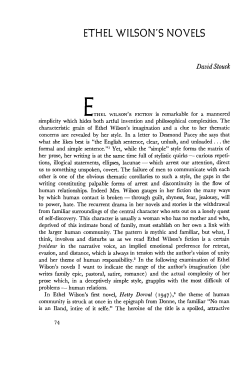 ethel wilson`s novels