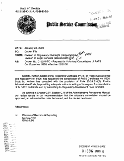 MEMORAND-tT-M - Florida Public Service Commission