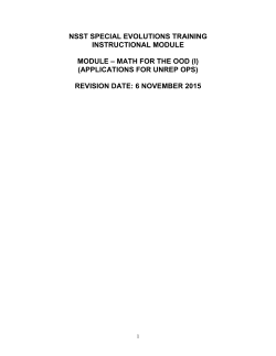 Math for the OOD I - NSS Training Program