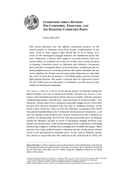 communism versus zionism: the comintern, yishuvism, and the