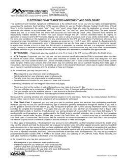 electronic fund transfers agreement and disclosure