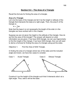 Section 9.4 &ndash; The Area of a Triangle