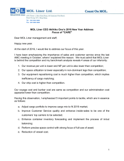MOL Liner CEO Akihiko Ono_2016 New Year Address