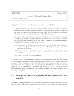 Lecture 6: Discrete Equivalents 6.1 Design of discrete equivalents