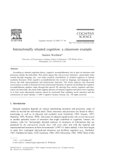 Interactionally situated cognition: a classroom example