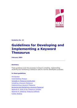 Guidelines for Developing and Implementing a Keyword Thesaurus