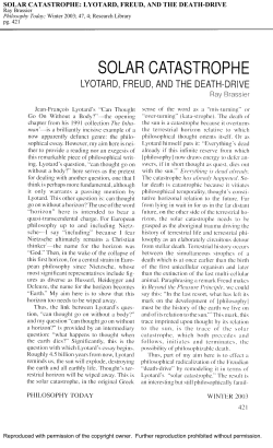 solar catastrophe lyotard, freud, and the death