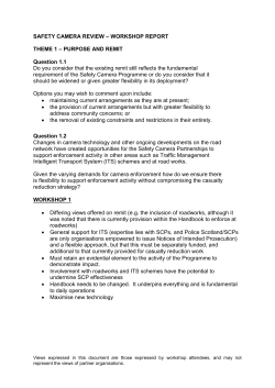 SAFETY CAMERA REVIEW &ndash; WORKSHOP REPORT THEME 1