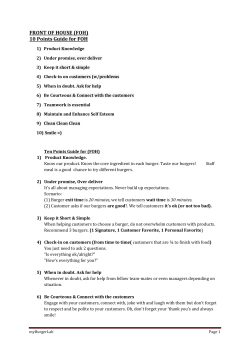 FRONT OF HOUSE (FOH) 10 Points Guide for FOH