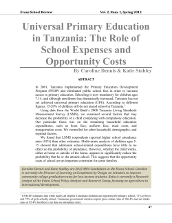 Universal Primary Education in Tanzania: The Role of School