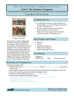 Unit 9 : The Norman Conquests