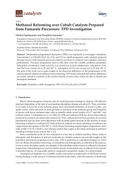 Methanol Reforming over Cobalt Catalysts Prepared from Fumarate