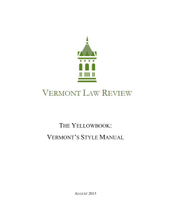 the yellowbook: vermont`s style manual