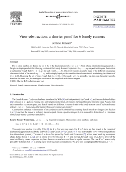 View-obstruction: a shorter proof for 6 lonely runners