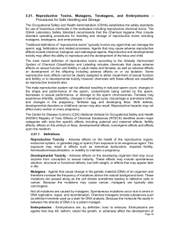 3.21. Reproductive Toxins, Mutagens, Teratogens