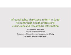Influencing health systems reform in South Africa through health