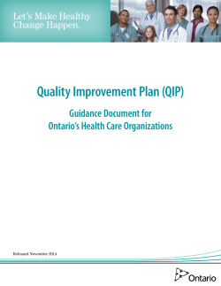 Quality Improvement Plan (QIP) - Guidance Document for Ontario`s