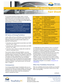 Immediate Roadside Prohibition Fact Sheet