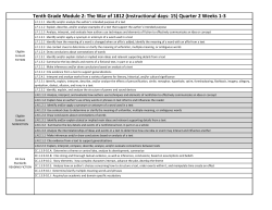 Tenth Grade Module 2: The War of 1812 (Instructional days: 15
