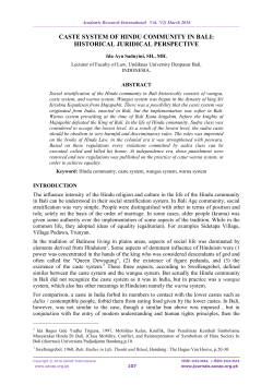 caste system of Hindu community in Bali