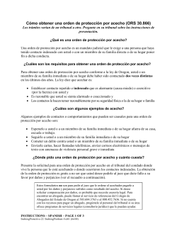 C&oacute;mo obtener una orden de protecci&oacute;n por acecho (ORS 30.866)