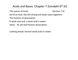 Acids and Bases Chapter 7 Zumdahl 6th Ed.