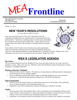 new yearʼs resolutions weaʼs legislative agenda