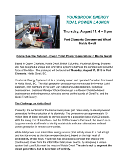 YOURBROOK ENERGY TIDAL POWER LAUNCH Thursday, August