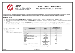 FORMULA SHEET METRIC UNITS