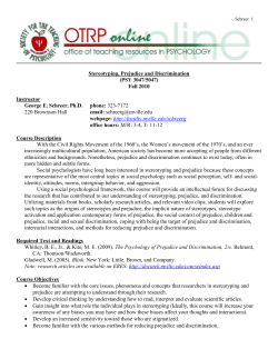 Stereotyping, Prejudice and Discrimination