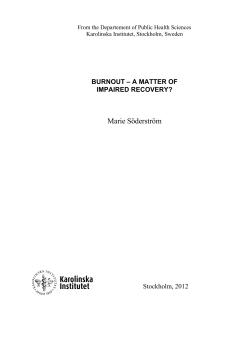 Burnout &ndash; a matter of impaired recovery?