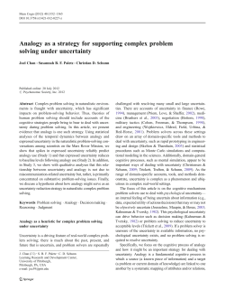 Analogy as a strategy for supporting complex problem solving under
