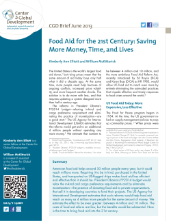 Food Aid for the 21st Century: Saving More Money, Time, and Lives