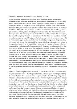 Sermon 6th November 2016, job 19:23-27a and Luke 20:27
