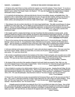 TOSSUPS - VANDERBILT 1 CENTER OF THE KNOWN UNIVERSE