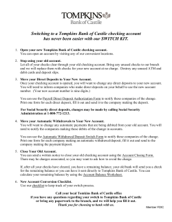 Switching to a Tompkins Bank of Castile checking account has