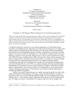 Dr. David Rosenbloom - Senate Budget Committee