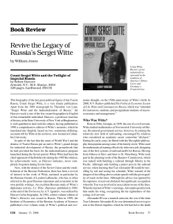 Book Review Revive the Legacy of Russia`s Sergei Witte by William