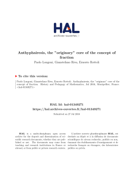 Anthyphairesis, the "originary" core of the concept of fraction