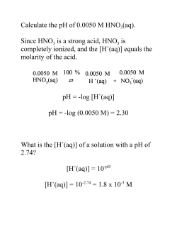 NOTES pH, pOH, % ionization etc