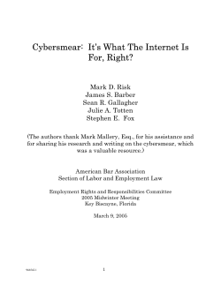 Cybersmear: It`s What The Internet Is For, Right?