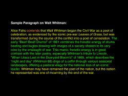 Sample Paragraph on Walt Whitman