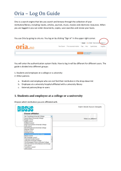 Oria &ndash; Log On Guide